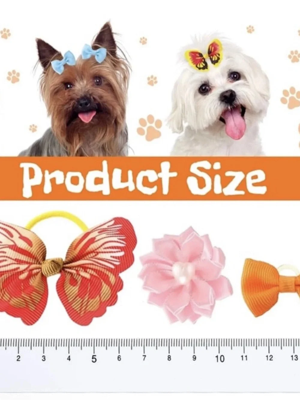 Set Of 3 Handcrafted Floral Ruffle Theme Dog Bows NEW